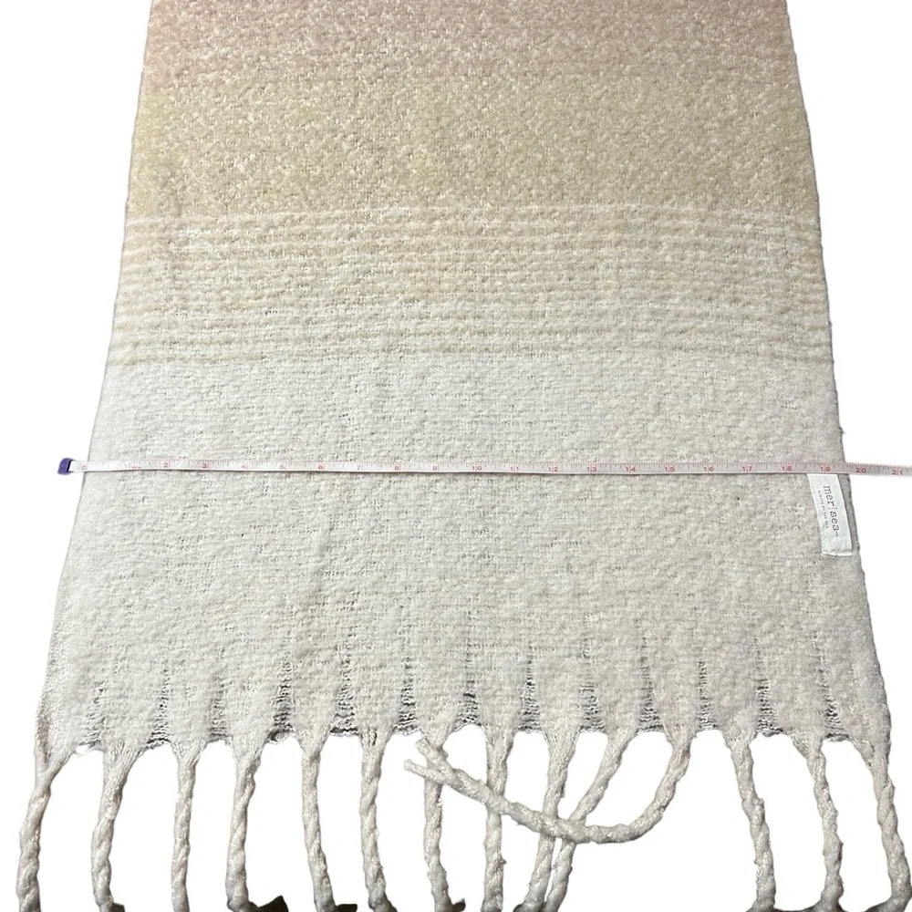 MER|SEA OVERSIZED WRAP/SCARF OMBRE BEIGE AND CREAM COLOR WITH FRINGE